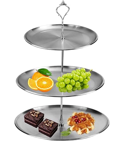 Alzata Per Frutta 3 Ripiani Girevole - In Acciaio Nero Per Dessert, Torte E Snack - Foto 9