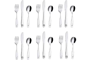 Exzact barnbestickset 18 st rostfritt stål 18/10 barnbestick/småbarnsbestick/bestick - 6 x gafflar, 6 x säkra middagsknivar