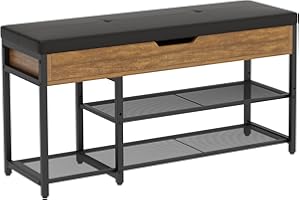 Mondeer Ławka na buty, metalowa, rustykalna brązowa i czarna, 96 x 30 x 50 cm