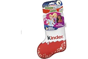 Kinder, Calza Befana Disney Princess, 7 Snack Dolci al Cioccolato Assortiti, Portachiavi Peluche Disney Princess, Idea Regalo Epifania, Confezione da 214 gr