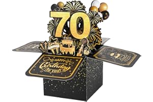 BOFUNX Tarjeta de Felicitación Cumpleaños de 70 Años Pop Up 3D Tarjeta Emergente Regalo Original Creativo para Feliz Cumpleaños a Familias Amigos