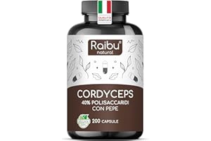 Cordyceps Sinensis - 21000 mg di Cordyceps per dose giornaliera (Estratto 10:1) - 40% di Polisaccaridi Bioattivi - 200 Capsule - Alto Dosaggio, Vegano & Senza additivi - Prodotte da Raibu