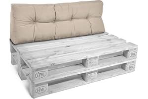 Beautissu Cojines para Palets de Respaldo para Silla 120x40 cm Natural - 10 cm de Espesor Cojines Sofa Palets Exterior y Interior - Robustos Cuidado Fácil - Eco Style
