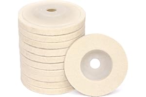 Shineboc Lot de 10 disques de polissage en laine pour meuleuse d'angle 100 mm (4") Kit d'outils de polissage pour métal, marbre, bijoux, plastiques, meubles, voitures