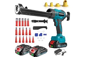 Yofidra Sladdlös Fogtätningspistol - Sladdlös Silikonpistol med 2 x 2,0 Ah Batterier, 6 Hastigheter, 16 Munstycken, Silikonförseglingssats, LED-Lampa, Sladdlös Silikonpistol för 300 ml Patroner