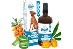 Topvet Green Idea Huile de Peau eczmateuse pour Chiens | Problèmes de Peau | Soin Naturel pour Pelage Soyeux et Peau Vitale | avec Chanvre, Aloe, Huile d'amande | Protection Naturelle 100 ML