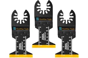 SULIVES Titanium Oscillating Multi Tool Blades Extra-Long Reach 3 Pack, Premium Blades for Cutting Metal Nails Screws Wood and Plastic