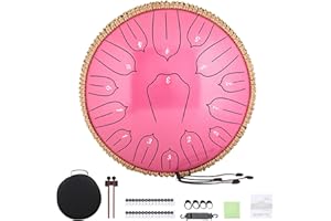 Musfunny Steel Tongue Drum 15 Notes: 12 Inch Steel Drums D Major with Drumsticks Bag Finger Cover - Handpan for Adults Musical Education Meditation Percussion Musical Instruments