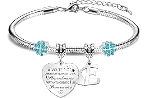 HEYEJET A Volte Dimentichi Quanto Tu Sia Straordinaria Regali per Donne Ragazze Braccialetto Pendente d'Argento con 26 Lettere, Idee Regalo per Compleanno Festa della Mamma Natale Regali di Amicizia