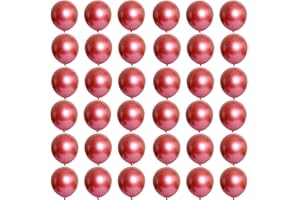 POPOYU Red Chrome Balloons,Mini Metallic Red Balloons 5 inch,36 Pcs Thick Natural Latex Balloon Shiny Birthday PartyBalloons Tiny Balloon Decorations for Baby Showers,Engagement Wedding,Graduation Party