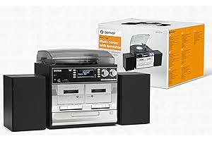 Denver DAB/DAB+ Record Player Turntable, Cassette Player, CD Player HiFi with USB Recording & Memory Card Reader - MRD-166