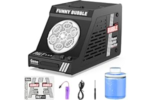 Euakee Machine a Bulle, Machines à Bulles de Savon, Machine à Bulles Enfant avec Lumière, 15000+ Bulles/Min, Anti-Fuite, pour Extérieur, Anniversaire, Fête, Représentations sur Scène