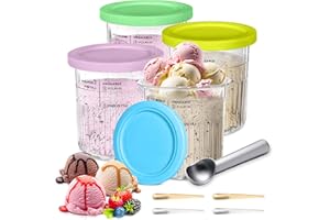 Starward 4 Piezas Recipientes de Helado, Recambio para Pintas para Ninja Creami Deluxe Ice Cream Maker, con Bola de Helado, Aptas para Lavavajillas
