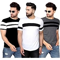 SCATCHITE Stylish Pack of 3 Round Neck Half Sleeve Casual T-Shirts for Men's & Boy's