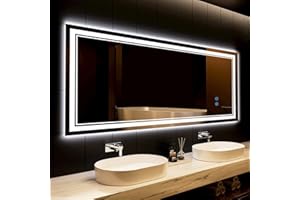 ‎BAKLON baklon Wandspiegel Badezimmerspiegel LED,Badspiegel mit Beleuchtung,150 x 90cm mit Touch Schalter und Beschlagfrei,IP65 Super Wasserdicht, 3 Farbtemperatur, IP65 energiesparend A++