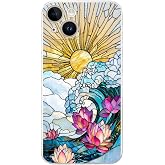 PrintiFy iPhone 14 ile Uyumlu Vitray Okyanus Sabahı Tasarımlı Şeffaf Silikon Kılıf