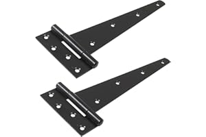 WHITE HINGE 2X Black 14"/350mm Heavy Duty Tee Hinges - Long Gate/Shed/Door T Hinges