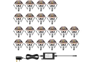 CHNXU LED Deck Step Lights Kit, 20 Pack IP65 Waterproof Landscape Lighting with Transformer, Recessed 12V Low Voltage Outdoor Decoration Wall Lamps for Stairs Patio Garden Yard (Warm White, Bronze)
