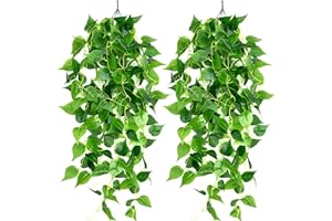 Firschoie 2 Piezas Plantas Colgantes Hiedra Verde Artificial, 100cm Corona de eneldo, Adecuado para Bodas, Jardines, decoración de Paredes