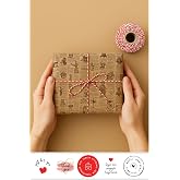 5 adet Vintage Paket Kağıdı, 25m Paket İpi, 35 adet Stickerdan Oluşan Ambalaj Seti