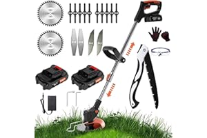COMPOU 21V Cordless Strimmer Battery Lawn Trimmer with 2Ah Battery and Charger, Lawn Edge Trimmer, Electric Battery Trimmer for Trimming Grass Grass, Hand Lawn Mower, Edge Trimmer, Brush Cutter