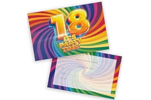 STUFF4 18th Birthday Party Invitations Men Women - Now It's Party Time 20 Pack - Adults Birthday Invitations for Friends Family A6 Bday Party Invites Invitation Cards with Folding Envelopes