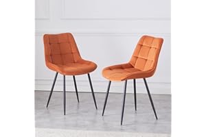 JaHECOME Dining Chairs Set of 2 pcs Orange Velvet Kitchen Counter Chairs Lounge Leisure Living Room Corner Reception with Backrest and Padded Seat