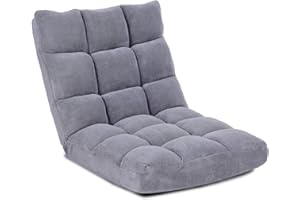 Giantex Chaise de Sol Pliable, Chaise de Méditation avec Dossier réglable, Coussin/Fauteuil de Sol Rembourré pour Maison, Bureau, 105 x 56 x 15CM (Gris)