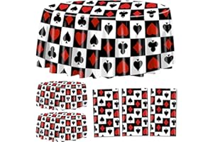 XJLANTTE 3pezzi Tovaglie da casinò, Copertura del tavolo da poker, Telo da tavola rotondo a tema casinò per picnic, compleanno, carte da gioco, decorazioni per feste casinò, 213 x 213cm