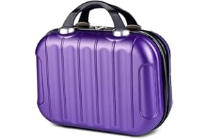 Balakaka ABS Neceser de Viaje Rigido Mujer con Asa y Cintas Elásticas de Sujeción, Caja de Maquillaje de 14 Pulgadas de Mano Impermeable Antideslizante Estuche Maquillaje Mujer, Púrpura Intenso