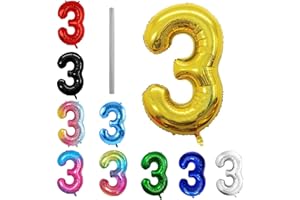 SHIXPIOV Geburtstag zahlen Luftballon 3 jahre-Gold XXL Jumbo Folienballon 40 Zoll – 101 cm Luftballons 3 Geburtstag Junge Mädchen Babyparty Geburtstagsdeko Jubiläumsparty Dekoration