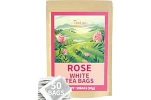 TeeLux Rose White Tea Bags 50 Count, Blend White Tea with Natural Rose Flavor, Smooth & Fragrant, Biodegradable Tea Bag