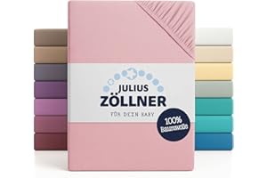 Julius Zöllner Jersey Fitted Sheet for Cots and Bassinets, 90 x 40 cm, Various Colours 90x40 pink