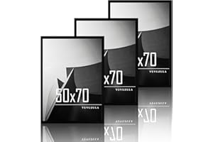 VUVUZULA Bilderrahmen 50x70cm Schwarz Holz Fotorahmen Holzrahmen MDF Rahmen 50x70cm 3er Set