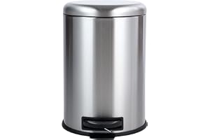 Amazon Basics Cylindrisk soptunna i rostfritt stål, rund pedal, 20 l