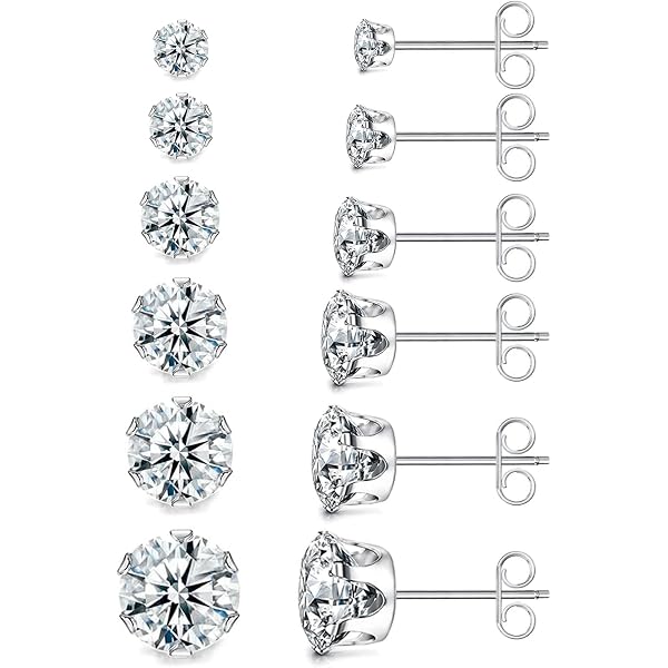 Orecchini A Bottone In Titanio E Acciaio | 2 Paia Flat-back Con Zirconi | Ipoallergenici Per Piercing Trago Ed Helix | Oro - 3