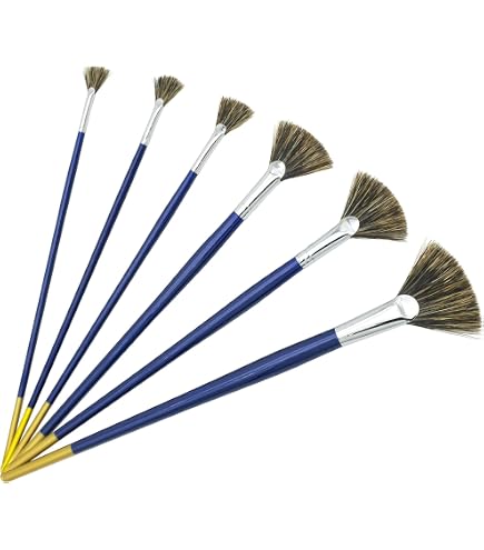 Lot De 10 Pinceaux éventail En Nylon – Manche Bois – Pour Acrylique, Aquarelle, Huile – Débutants Et Pros