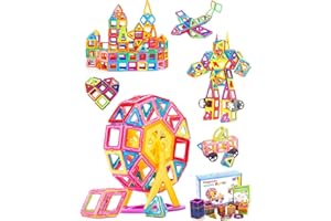 Lulizar 115Pcs Magnetic Building Blocks Set, Intelligent Magnetic Tiles for Kids, Creativity Educational Magnatiles Set, Magnetic Building Tiles Set Gift for Christmas, Birthday, Halloween