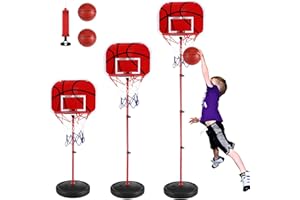 Gowkeey Basketballkorb Kinder, Basketballkorb Outdoor mit 2 Basketbälle und eine Pumpe, Höhenverstellbarer Basketball Korb, für Kinder von 3 bis 8 Jahren, für Drinnen und Draußen Basketballkörbe