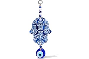 MYSTIC JEWELS - Hamsa della Mano di Fatima in Legno con Occhio Turco per buona Fortuna e energia in casa