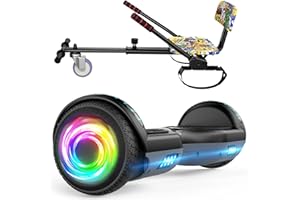 SISIGAD Hoverboard and Kart Bundle, 6.5 inch Self Balancing Scooter with Hoverkart, Hoverboards with LED Lights, Ideal Hover Board for Kids Teenagers Adults