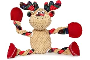 IOKHEIRA Jouet couineur de Noël en peluche pour chien à mâcher - Jouet interactif pour chiots de petite, moyenne et grande taille