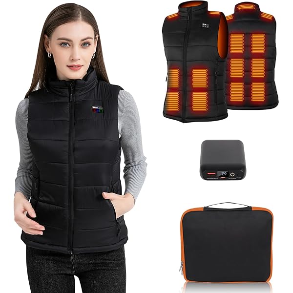 GOTOBI Verwarmd vest voor heren, met 16000 mAh 7,4 V powerbank, 9 warmtezones, verwarmbaar vest met 3 instelbare temperaturen, warmtevest voor outdoor-activiteiten en fietsen, blauw, XXL