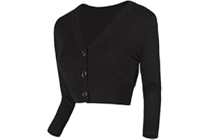 URBAN COCO Urban GoCo Femmes Cardigan en Tricot Pull à Manches 3/4 en V-Col Boléro Blouson Gilet avec Boutons