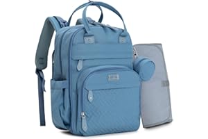 BabbleRoo Zaino per pannolini con fasciatoio per neonati, unisex, grande capacità, borsa multifunzione, impermeabile, da viaggio con custodia per ciuccio staccabile