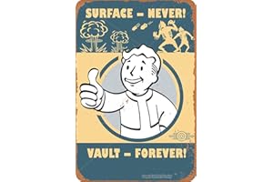 Cimily Fallout 4- Surface Never Vault Forever Étain rétro Signe Vintage Affiche Plaque Murale décor pour Bar café Jardin Chambre Bureau hôtel 20X30 cm