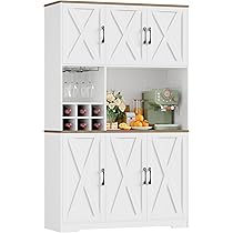 HOCSOK Sideboard, keukenkast met schuifdeur en verstelbaar rek, opbergkast voor keuken, woonkamer, eetkamer, vintagebruin wit, 40 x 80,5 x 82,5 cm