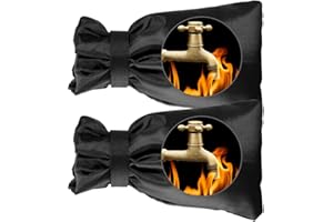 Wohohoho 2pcs Black Outside Tap Covers for Winter, Large Outdoor Tap Cover Insulated Protector, Waterproof Thickened Thermal Tap Jacket Protects Your Tap from Freezing Bursting