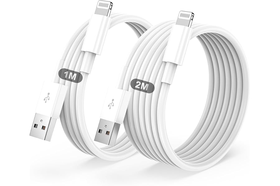 Cavo For IPhone Originale Per Apple Certificato MFi,Cavetto USB Lightning Ricarica 2Pezzi 1M+2M Per iPhone 14/13/12/11/Pro/Pr