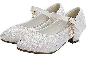 KANDEMY Mädchen Prinzessin Schuhe mit Absatz Festliche Glitzer Schuhe Kinder Stöckelschuhe für Geburtstag Hochzeit Halloween Karneval Fasching Ball Party 26-38